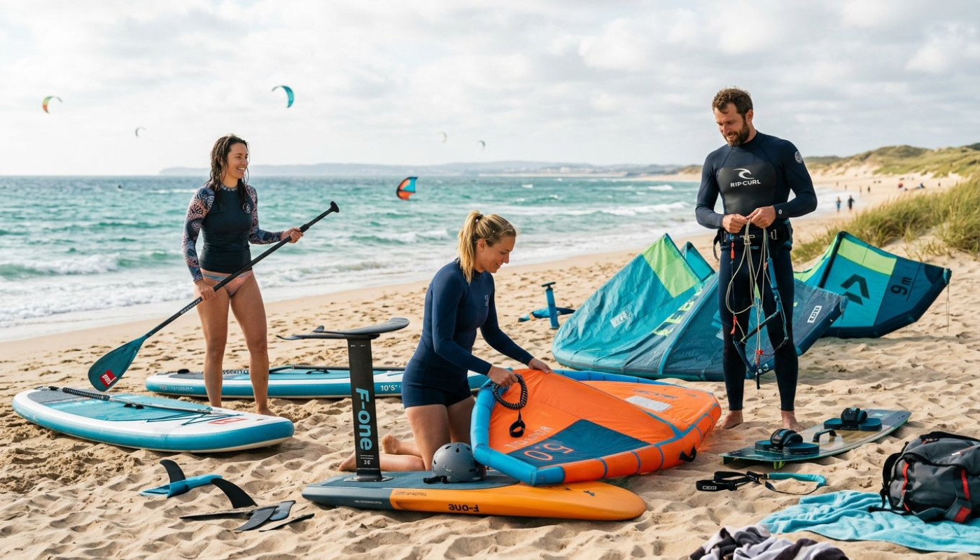 Wie wählt man die richtige Ausrüstung für Kitesurfen, SUP und Wingfoilen?